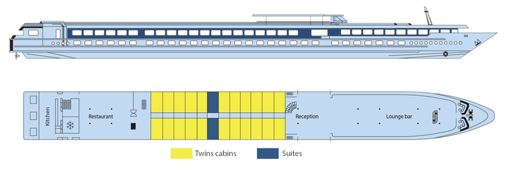 Deckplan Oberdeck MS Seine Princess - 117207©CroisiEurope