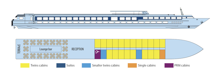 Deckplan Oberdeck MS Elbe Princesse - 116022©CroisiEurope