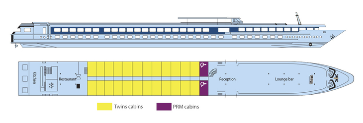 Deckplan Oberdeck MS France - 116554©CroisiEurope