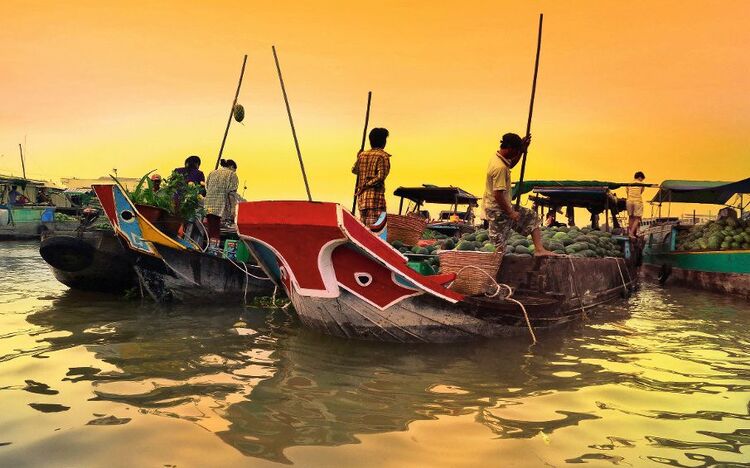 schwimmender Markt in Vietnam